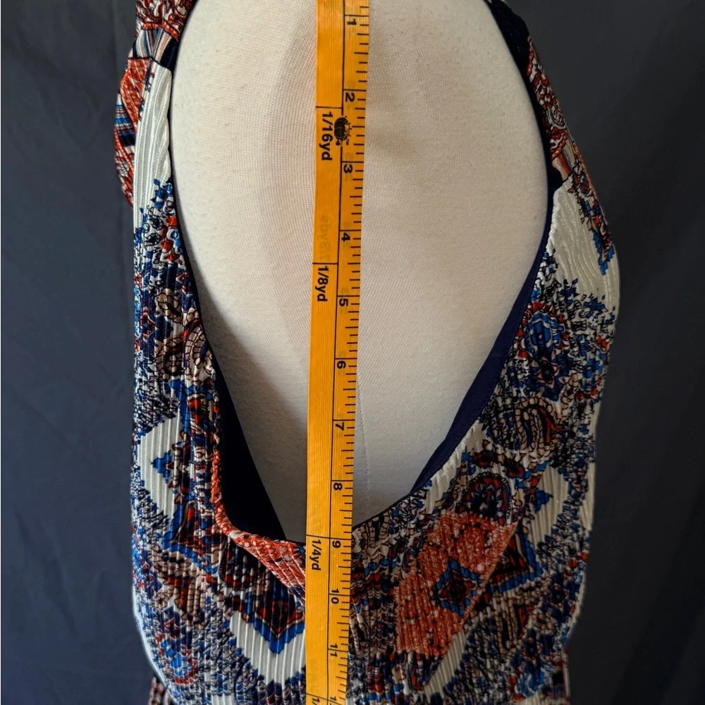 Christopher & Banks CB Established 1962 Pleated Maxi Dress Sz 16 Navy Orange - Picture 4 of 9